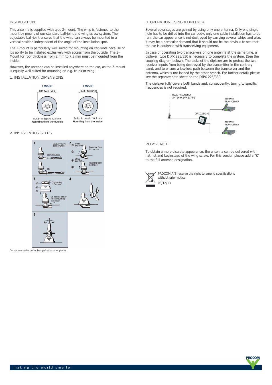 Procom DFA 2-70-Z-... User Manual | Page 2 / 2