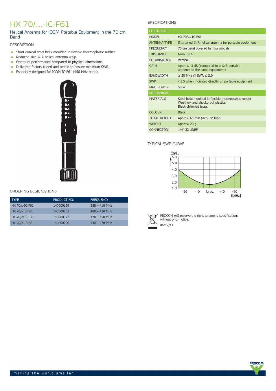 Procom HX 70-...-ic-f61 User Manual | 1 page
