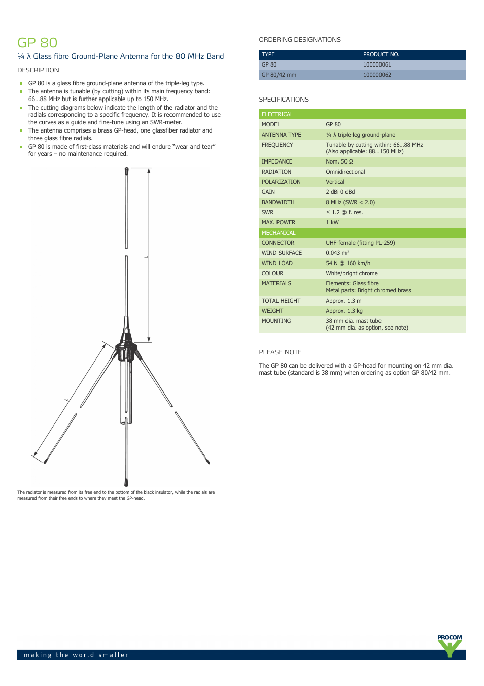 Procom GP-80 User Manual | 2 pages