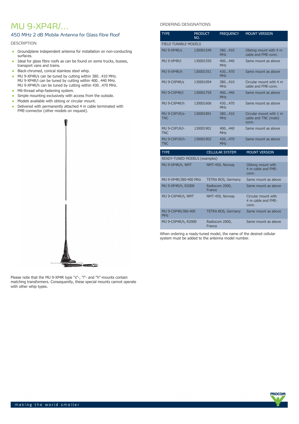 Procom MU 9-xp4r-... User Manual | 2 pages