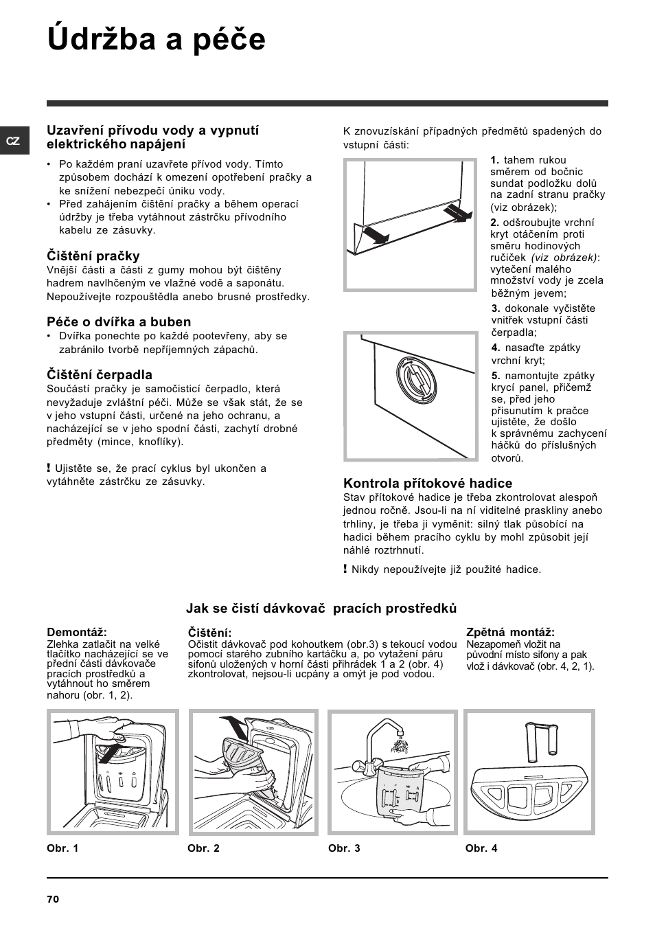 Údrba a péèe | Ariston ARTXL 109 User Manual | Page 70 / 72