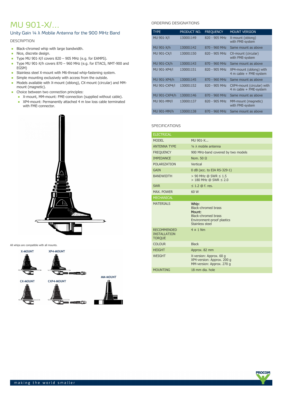 Procom MU 901-x-... User Manual | 2 pages