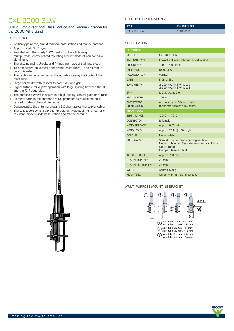 Procom CXL 2000-3lw User Manual | 2 pages