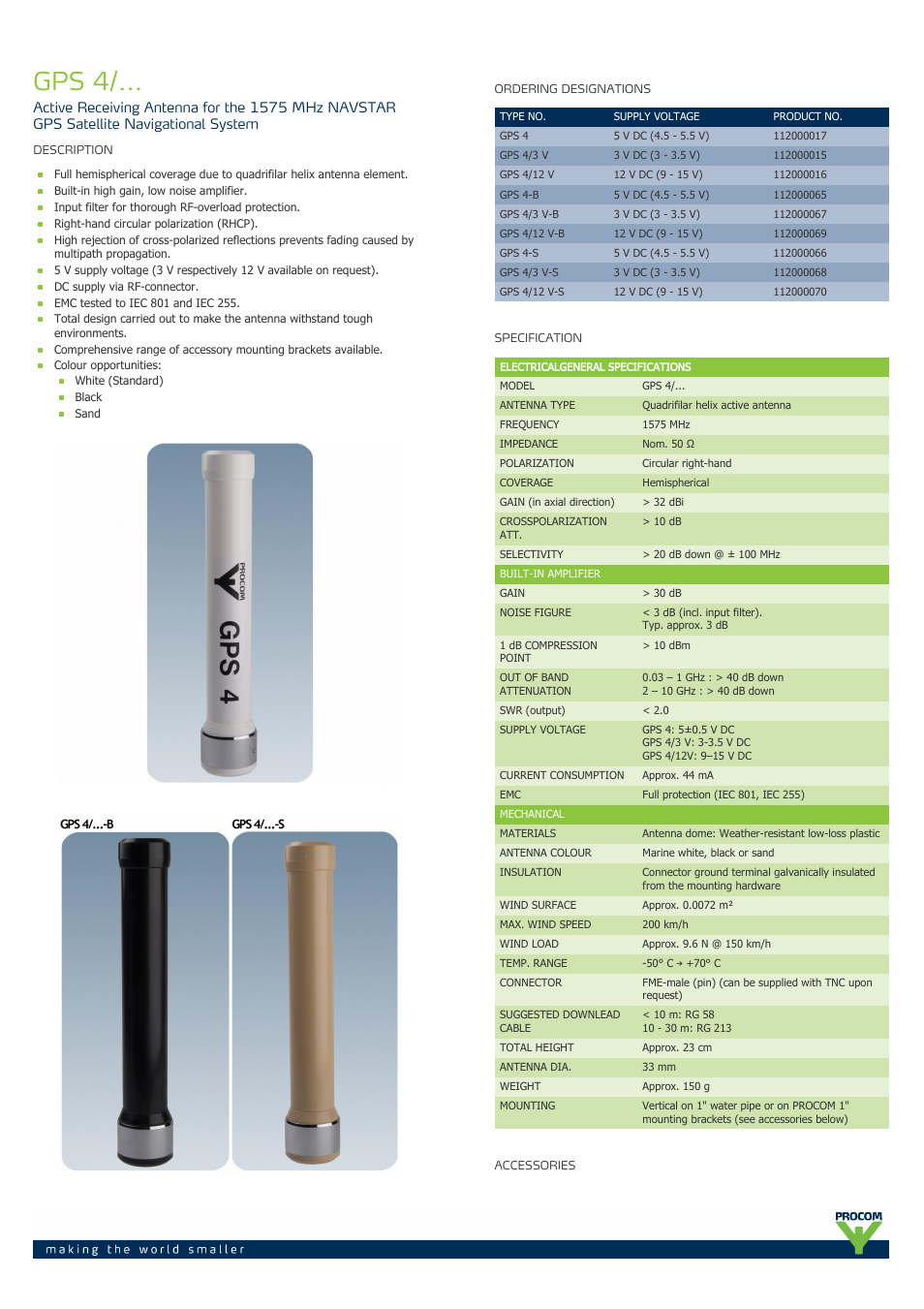 Procom GPS 4-... User Manual | 2 pages