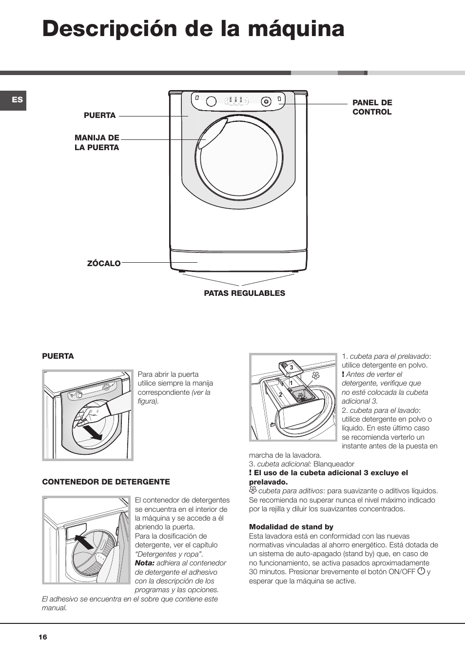 Descripción de la máquina | Ariston Aqualtis AQ7L 093 X User Manual | Page 16 / 48