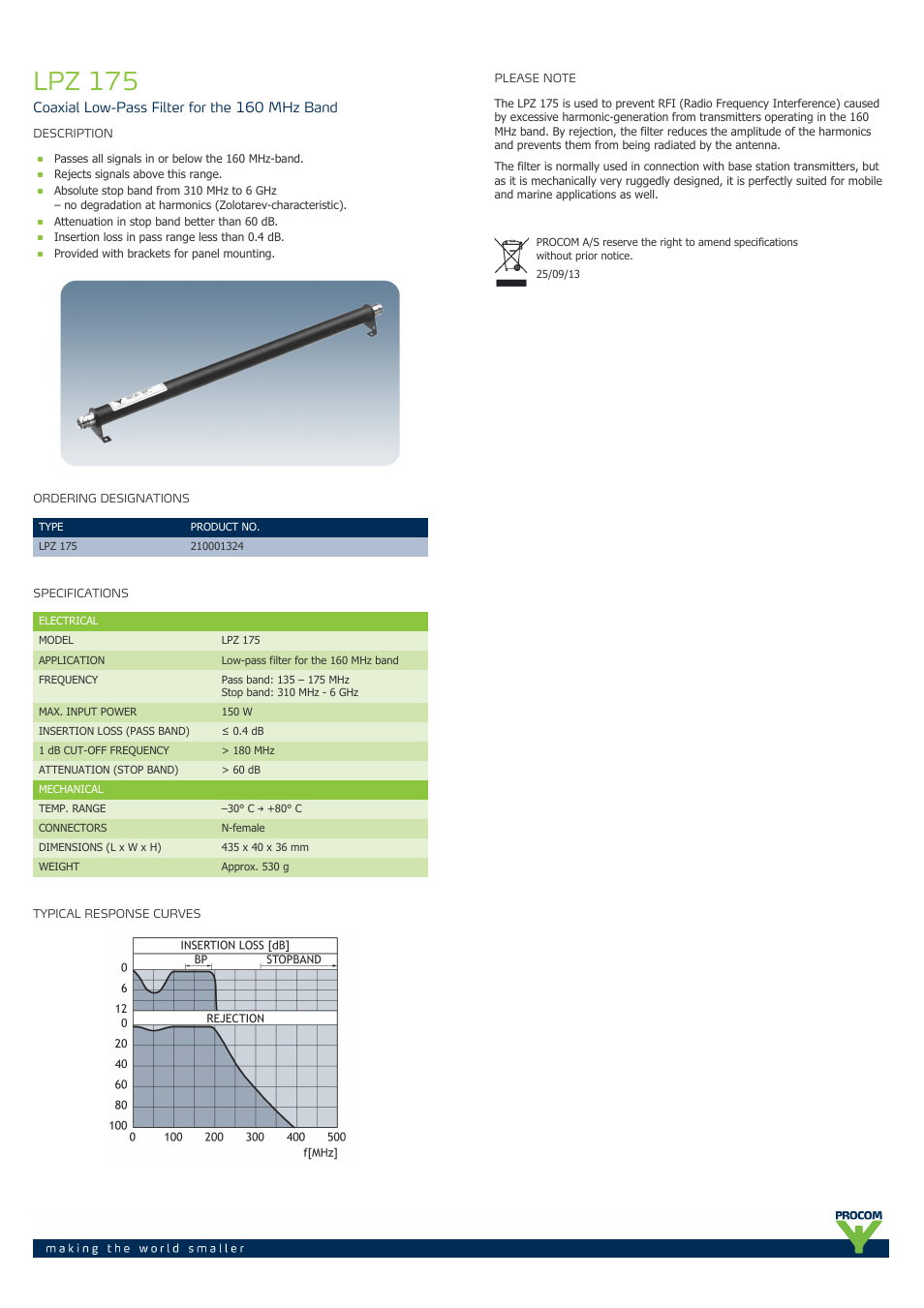 Procom LPz-175 User Manual | 1 page