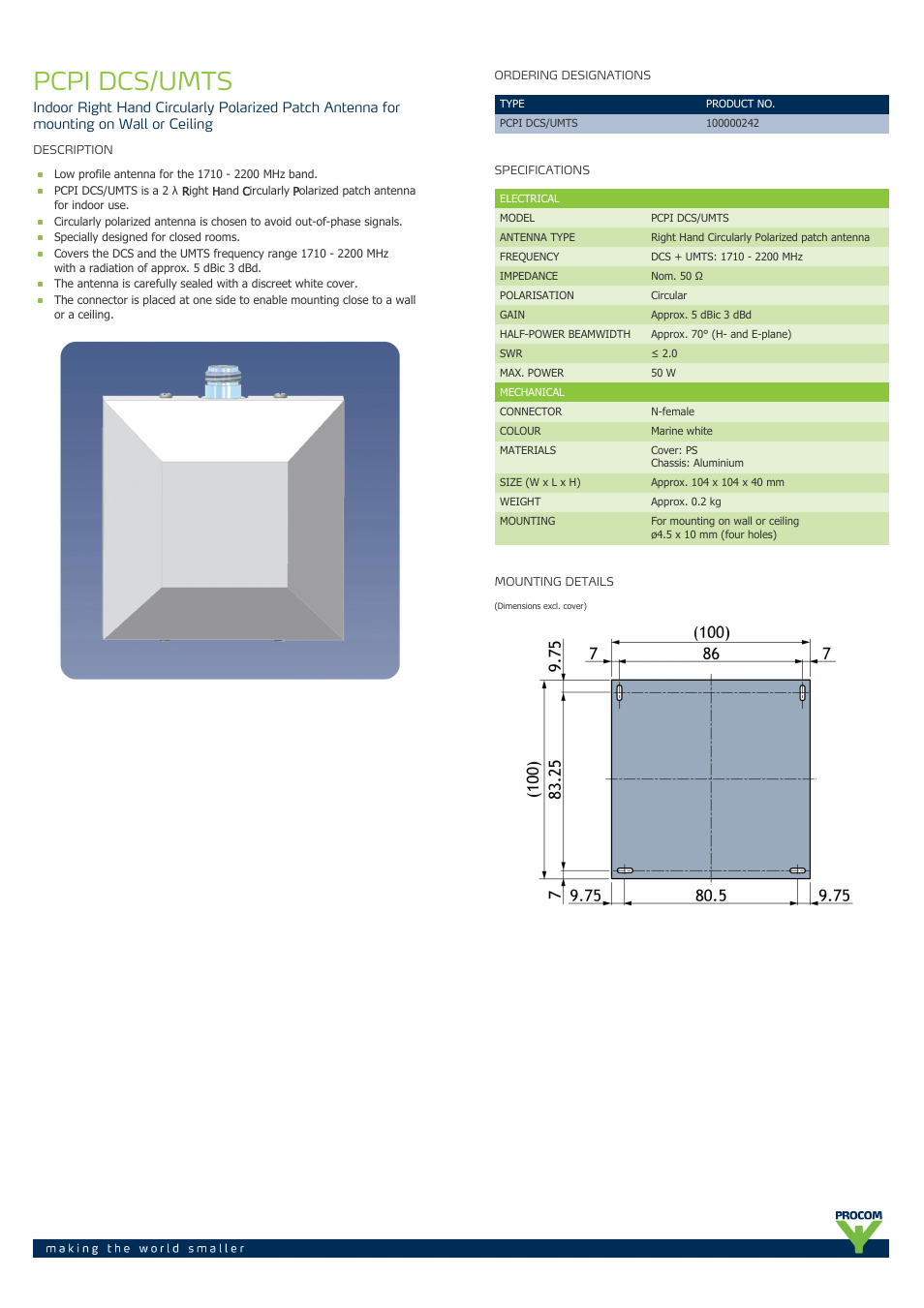 Procom PCPI-dcs-umts User Manual | 2 pages