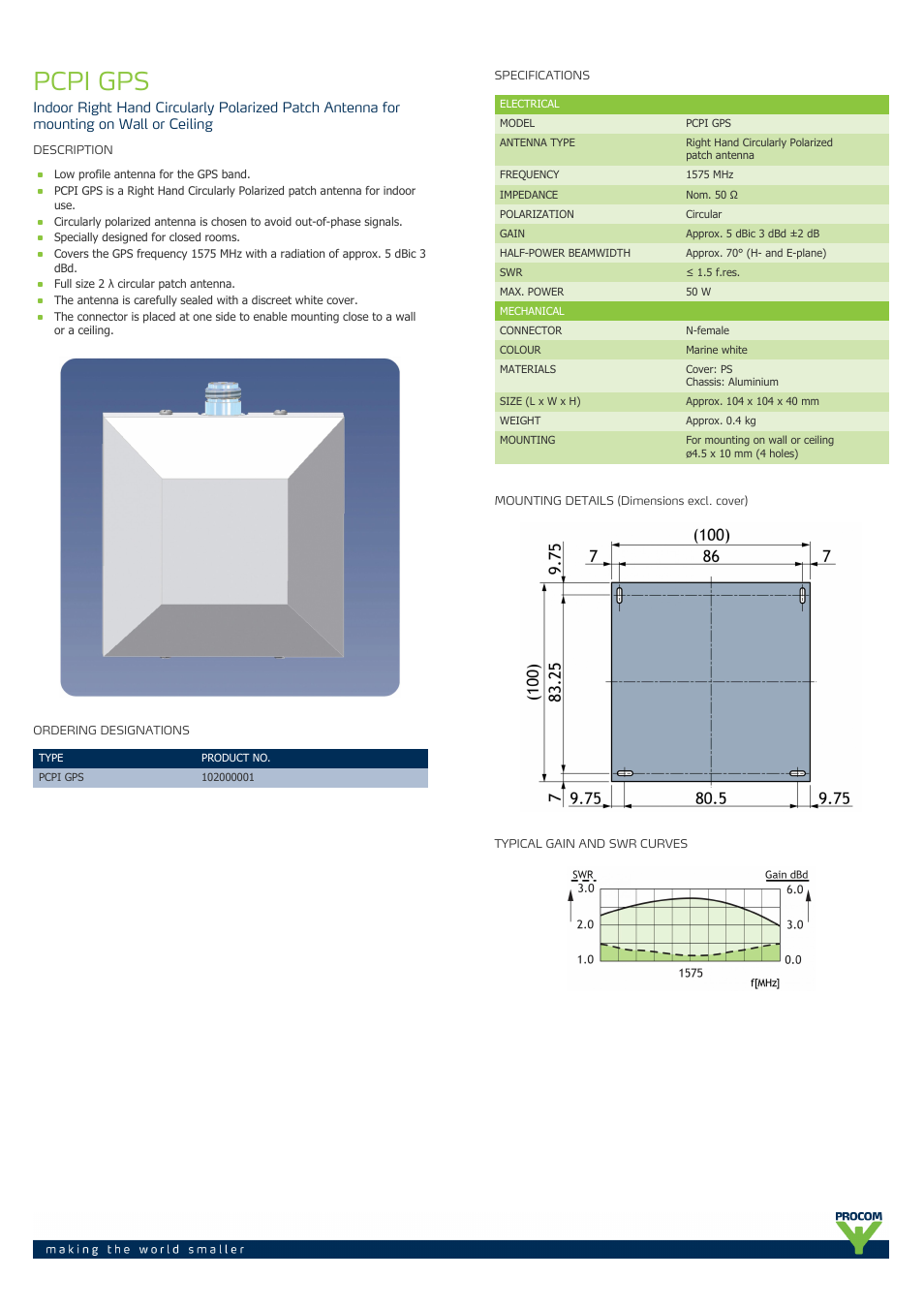 Procom PCPI GPS User Manual | 2 pages