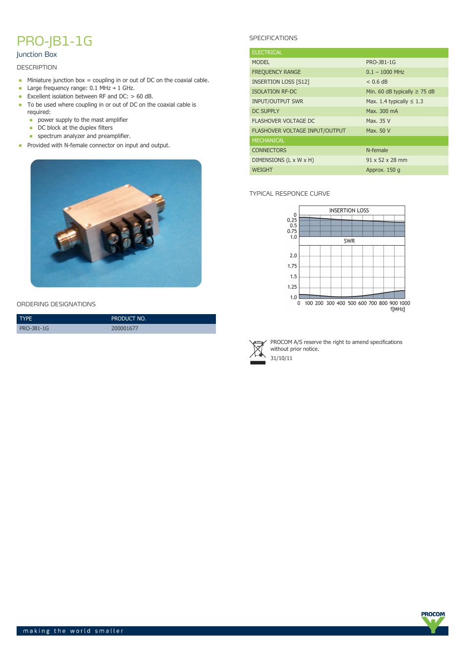 Procom PRO-jb1-1g User Manual | 1 page