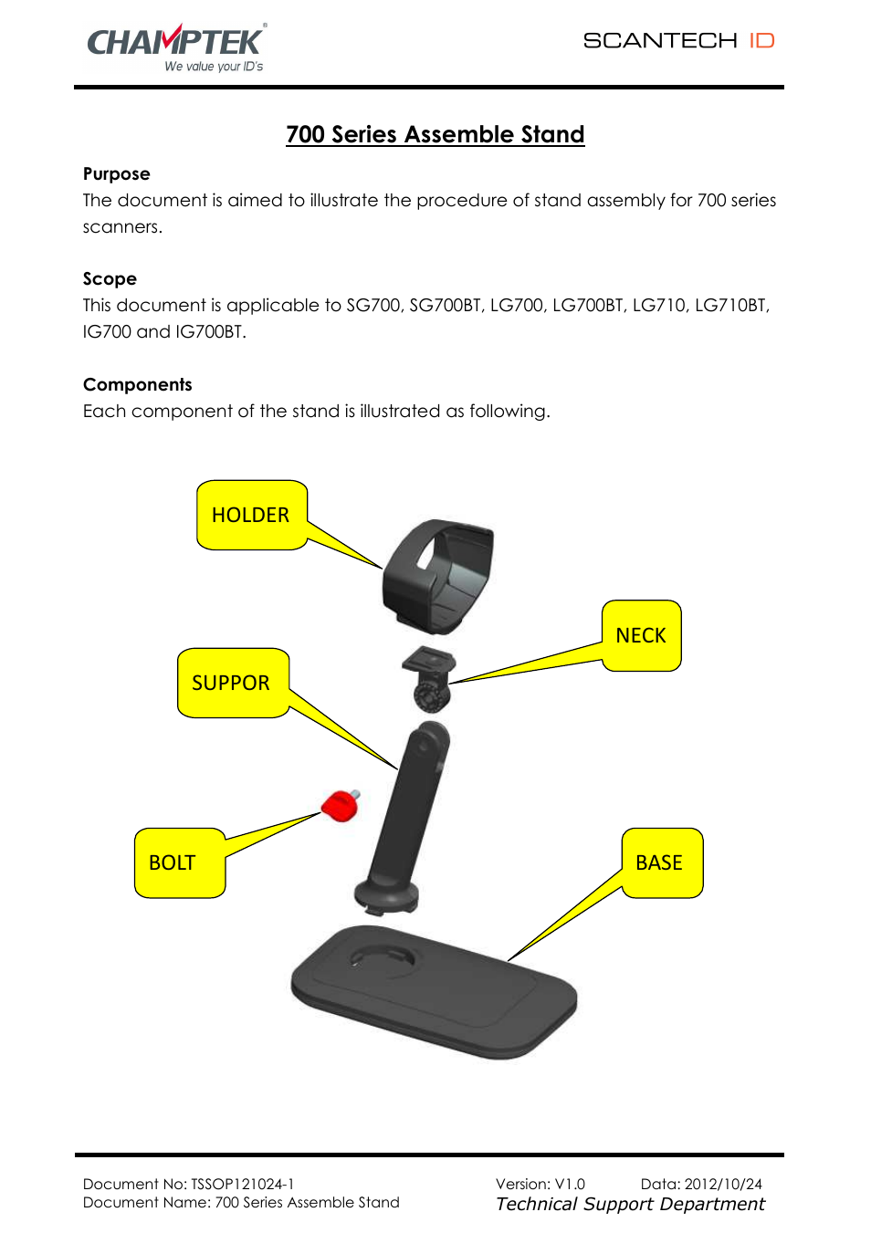 SCANTECH ID (Champtek company) LG710 User Manual | 3 pages