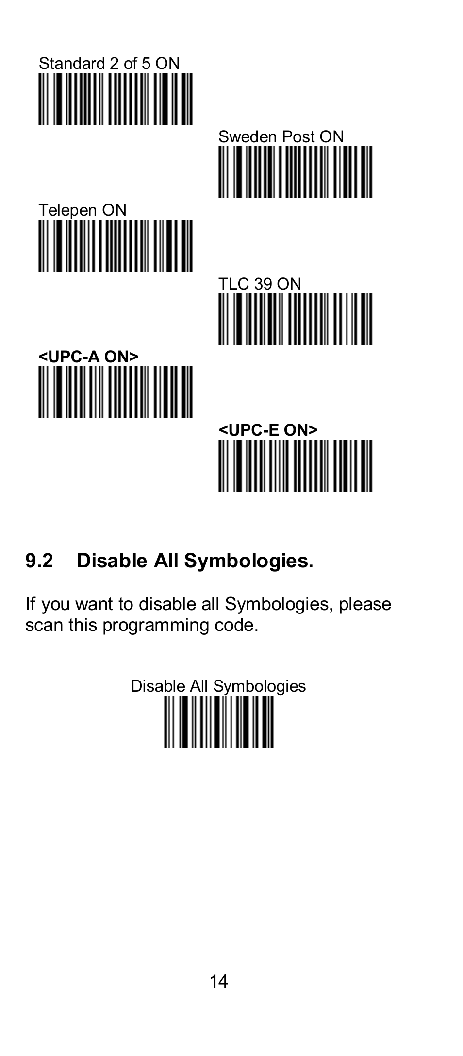 2 disable all symbologies | SCANTECH ID (Champtek company) IG300 User Manual | Page 17 / 22