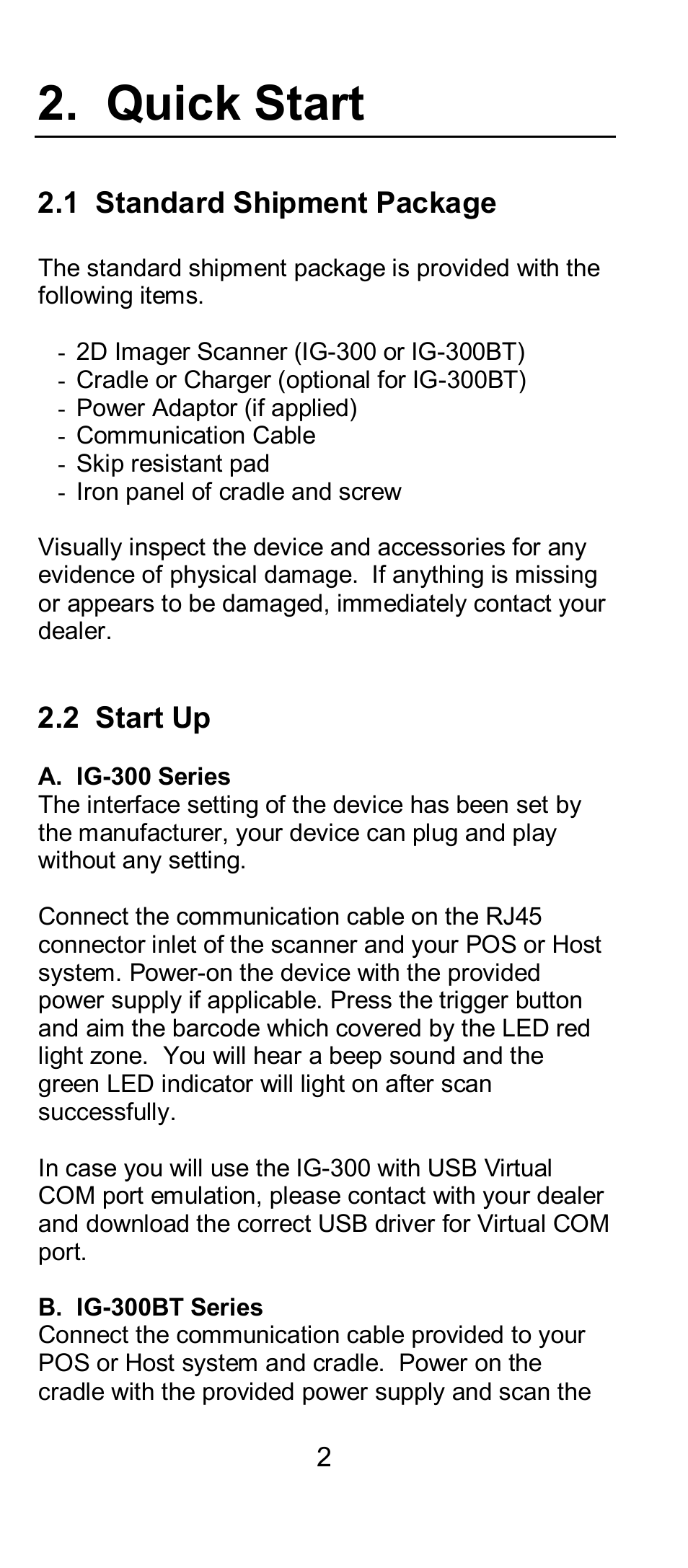 Quick start | SCANTECH ID (Champtek company) IG300 User Manual | Page 5 / 22