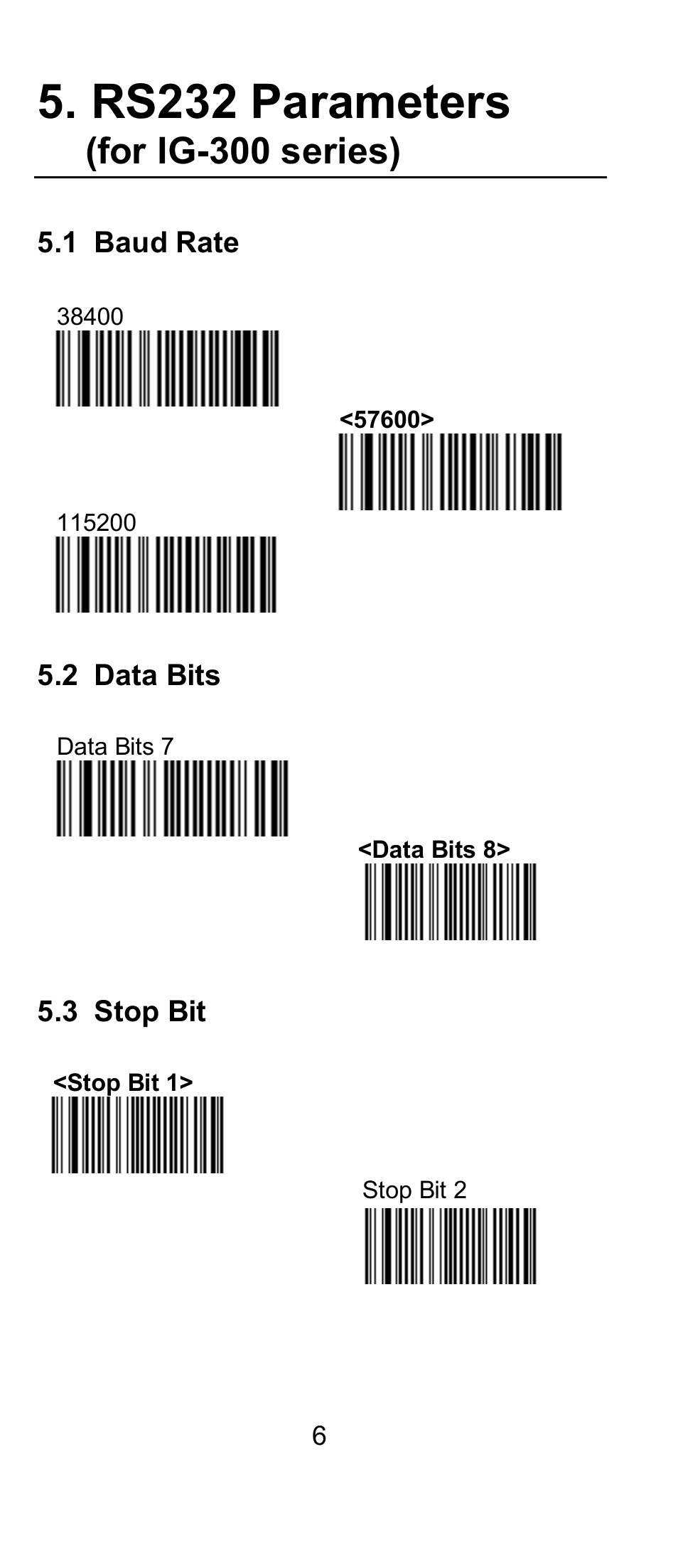 Rs232 parameters, For ig-300 series) | SCANTECH ID (Champtek company) IG300 User Manual | Page 9 / 22