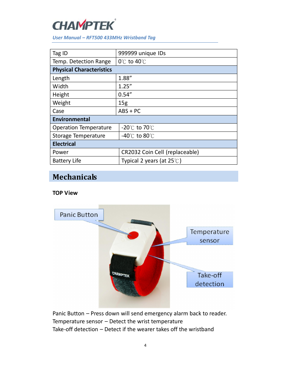 Mechanicals | SCANTECH ID (Champtek company) RFT500 User Manual | Page 4 / 5