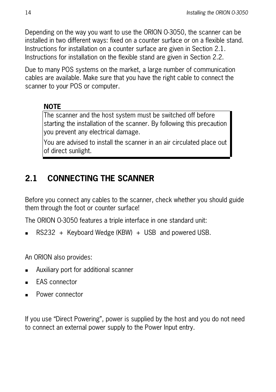 1 connecting the scanner | SCANTECH ID (Champtek company) ORION O-3050 User Manual | Page 22 / 41