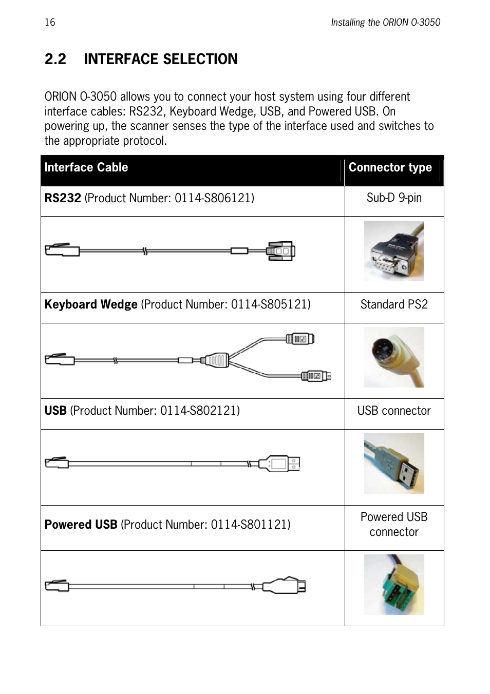 2 interface selection | SCANTECH ID (Champtek company) ORION O-3050 User Manual | Page 24 / 41
