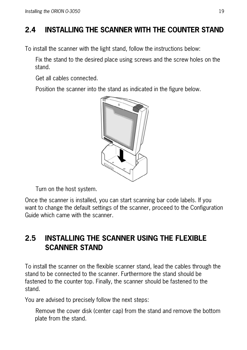 4 installing the scanner with the counter stand | SCANTECH ID (Champtek company) ORION O-3050 User Manual | Page 27 / 41