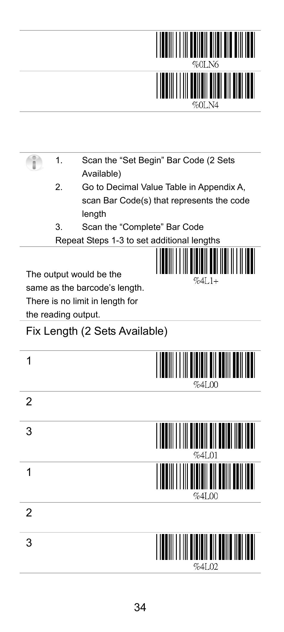 Setup code length, Fix length (2 sets available) 1 | SCANTECH ID (Champtek company) SG300RFM User Manual | Page 38 / 73