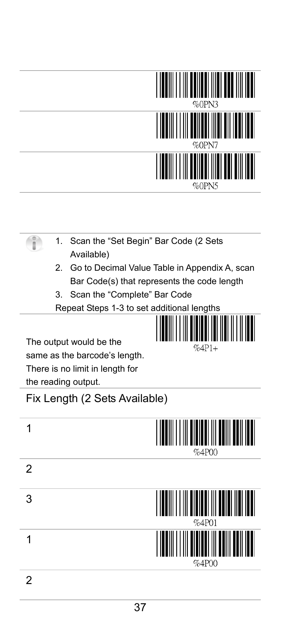 Check digit transmission, Setup code length, Fix length (2 sets available) 1 | SCANTECH ID (Champtek company) SG300RFM User Manual | Page 41 / 73