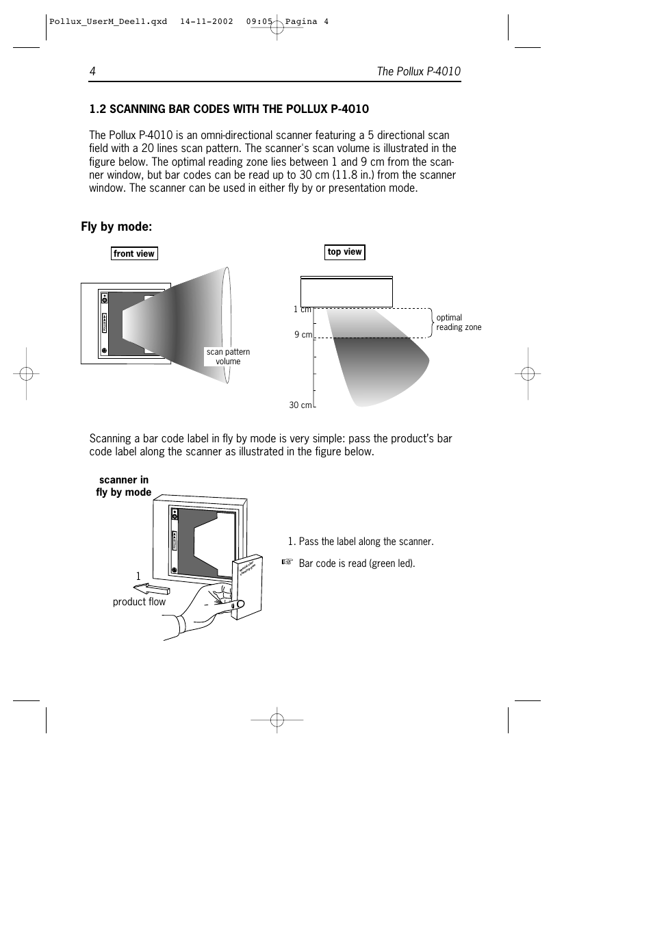 Fly by mode, Product flow scanner in fly by mode | SCANTECH ID (Champtek company) Pollux P-4010 User Manual | Page 10 / 40