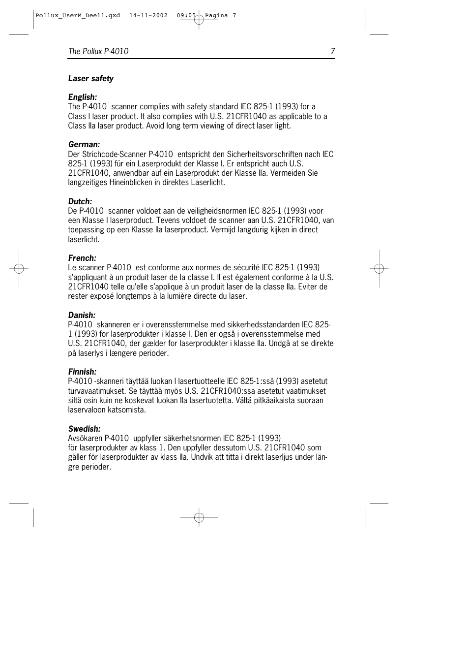 SCANTECH ID (Champtek company) Pollux P-4010 User Manual | Page 13 / 40