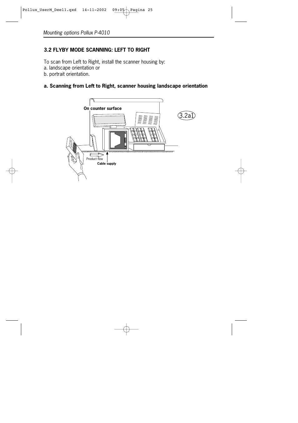 On counter surface, Cable supply, Product flow | SCANTECH ID (Champtek company) Pollux P-4010 User Manual | Page 27 / 40