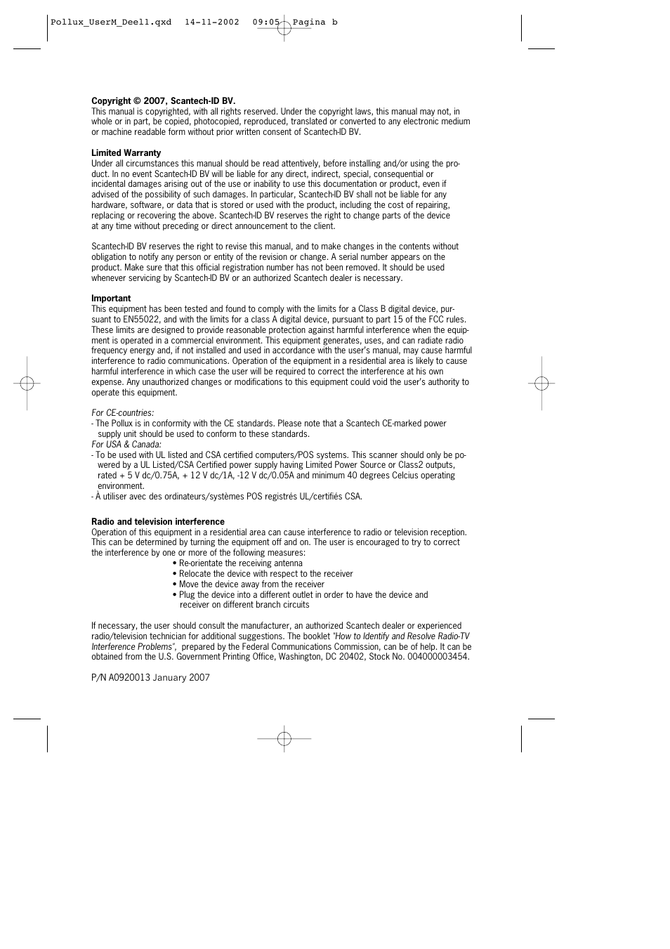 SCANTECH ID (Champtek company) Pollux P-4010 User Manual | Page 4 / 40