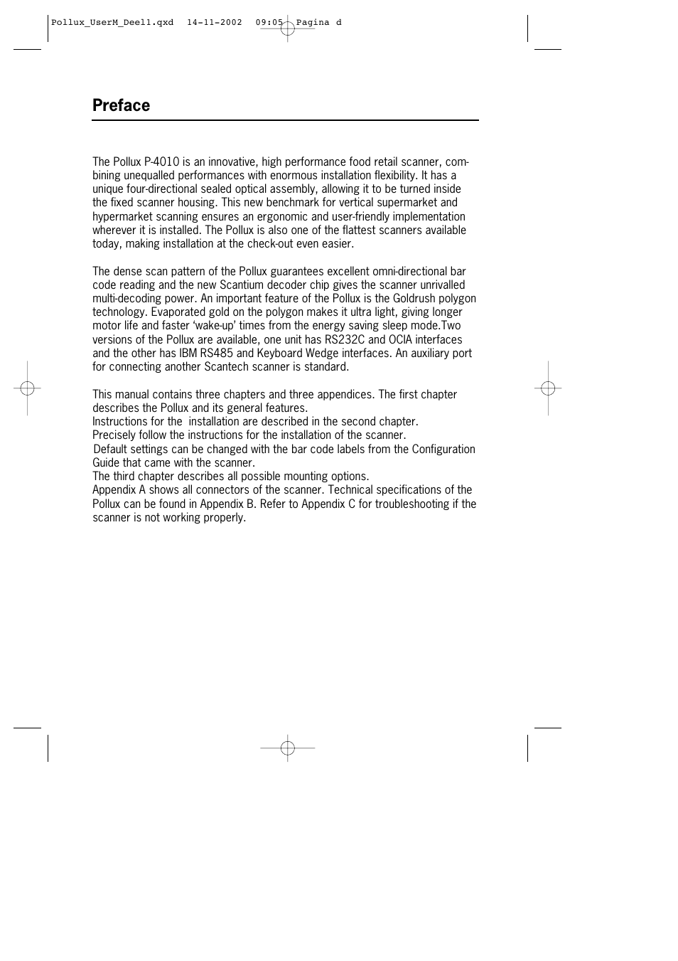 Preface | SCANTECH ID (Champtek company) Pollux P-4010 User Manual | Page 6 / 40