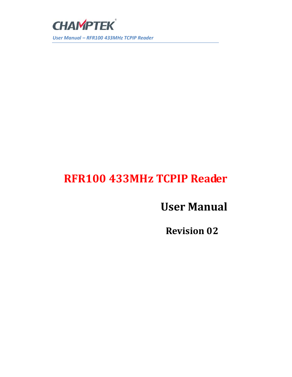 SCANTECH ID (Champtek company) RFR100 User Manual | 16 pages