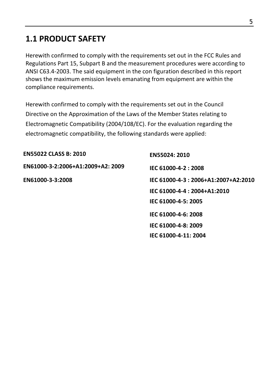 Product safety, 1 product safety | SCANTECH ID (Champtek company) LIBRA L-7080i User Manual | Page 11 / 36