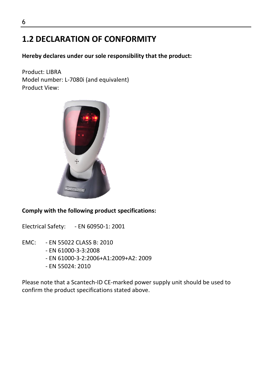 Declaration of conformity | SCANTECH ID (Champtek company) LIBRA L-7080i User Manual | Page 12 / 36