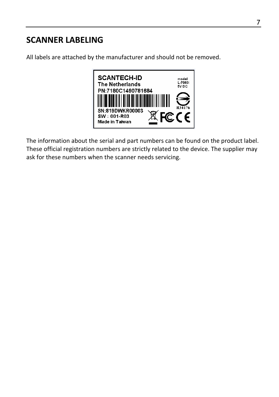 Scanner labeling | SCANTECH ID (Champtek company) LIBRA L-7080i User Manual | Page 13 / 36