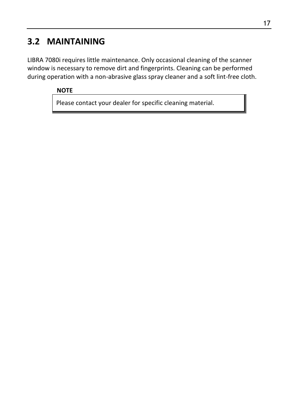 Maintaining, 2 maintaining | SCANTECH ID (Champtek company) LIBRA L-7080i User Manual | Page 23 / 36