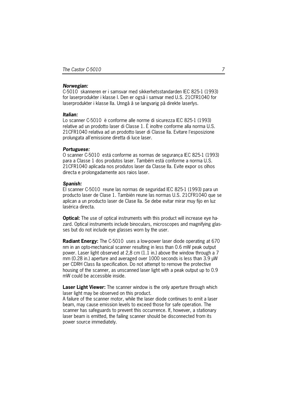 SCANTECH ID (Champtek company) Castor C-5010 User Manual | Page 13 / 28