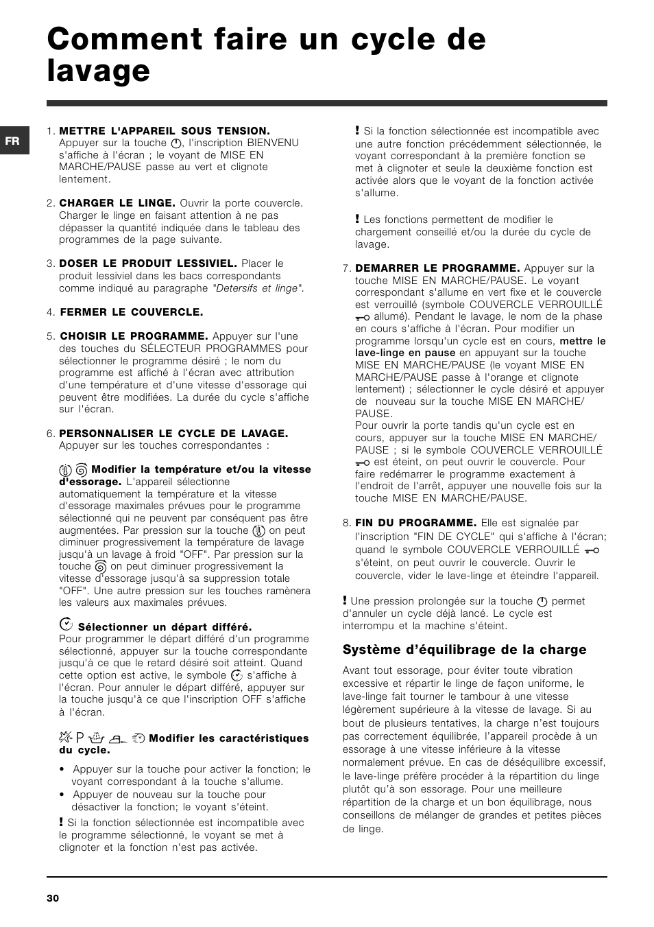 Comment faire un cycle de lavage | Ariston ARTXD 149 User Manual | Page 30 / 84