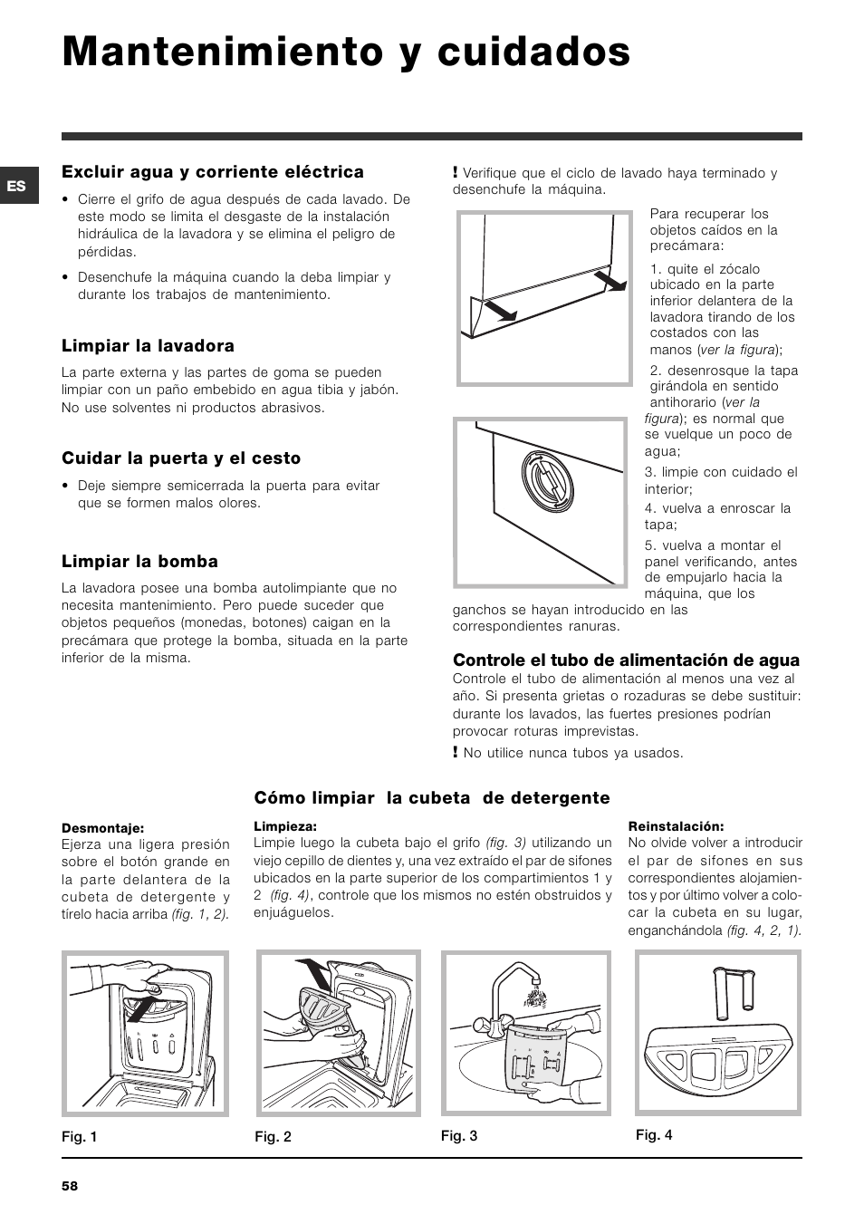 Mantenimiento y cuidados | Ariston ARTXD 149 User Manual | Page 58 / 84