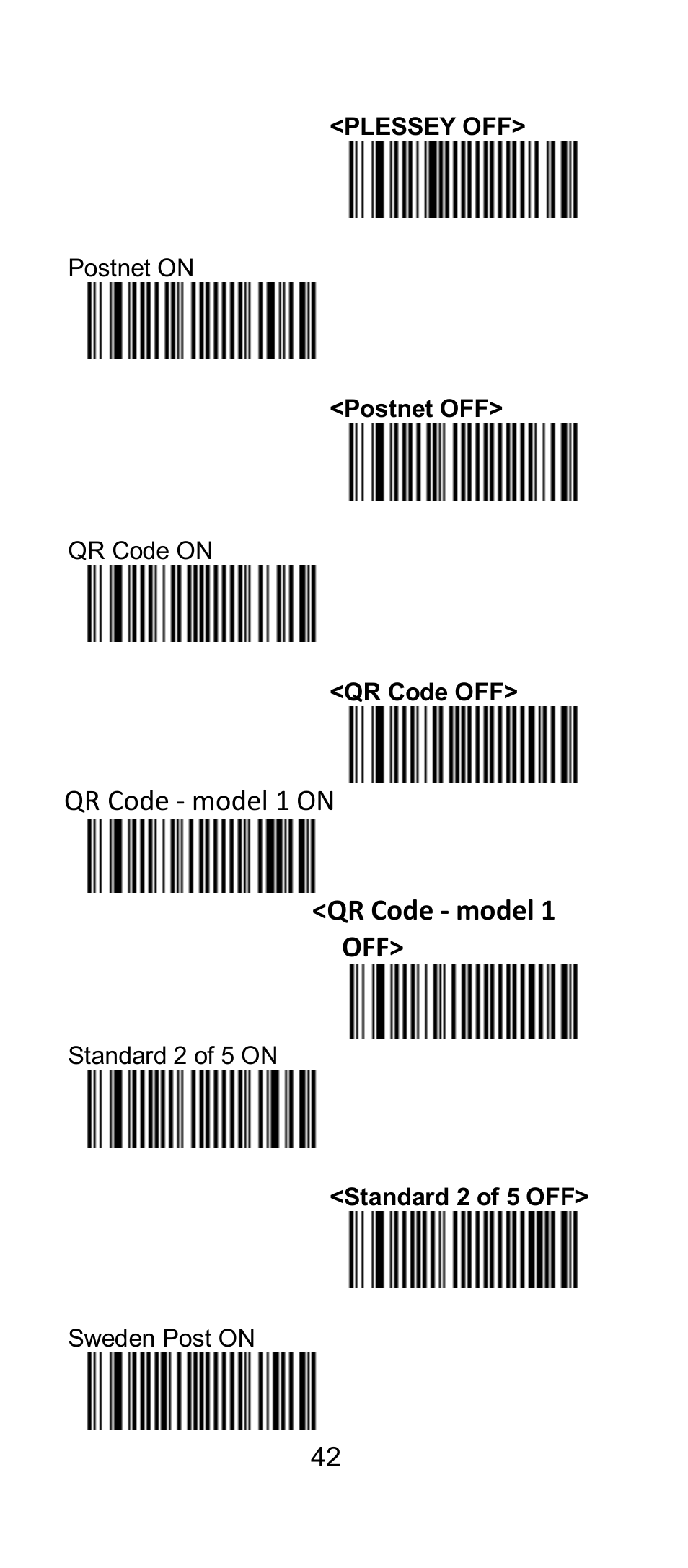 Qr code - model 1 on <qr code - model 1 off | SCANTECH ID (Champtek company) IG300BT User Manual | Page 42 / 58