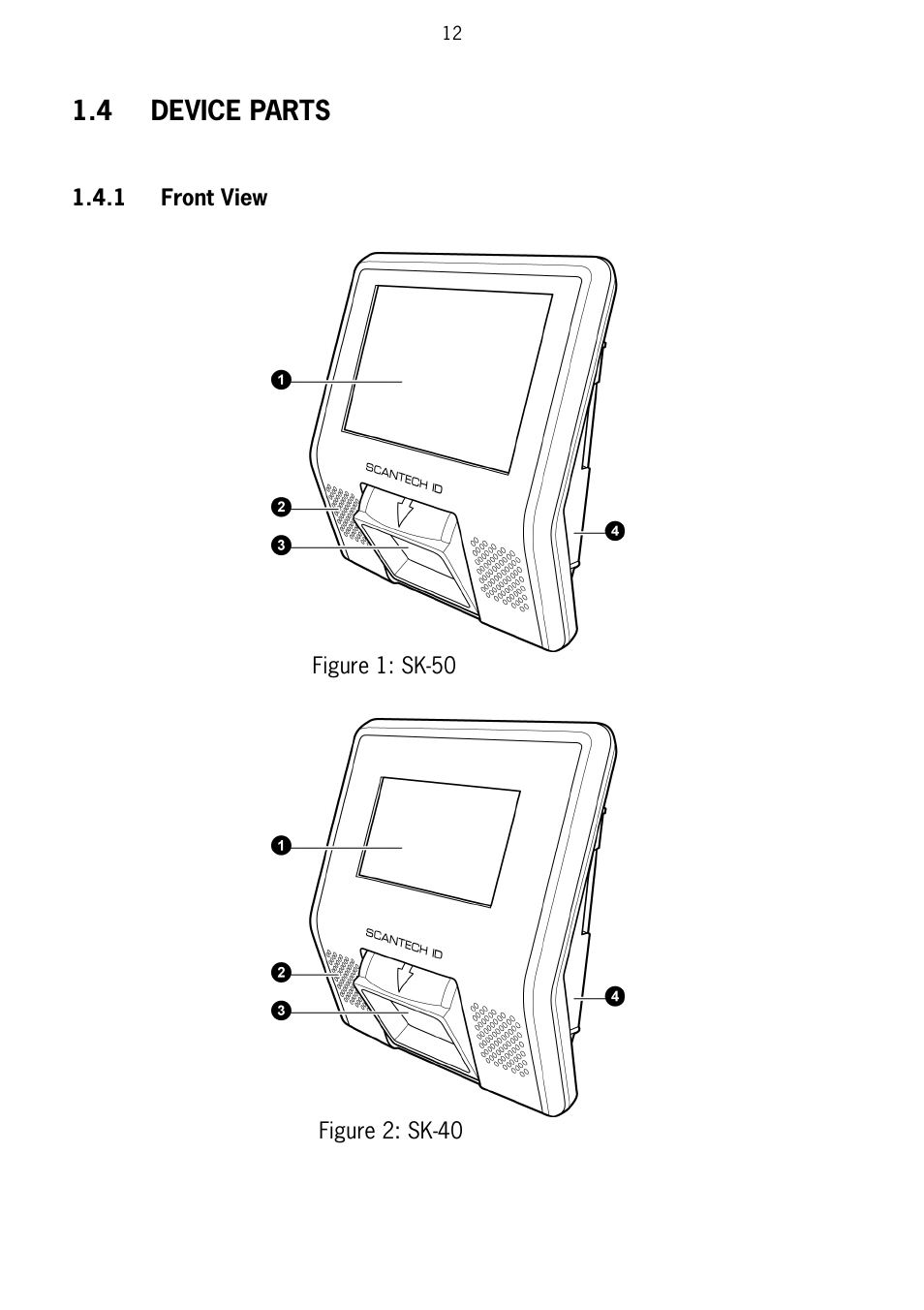 4 device parts | SCANTECH ID (Champtek company) Scan Kiosk SK-40 User Manual | Page 16 / 40
