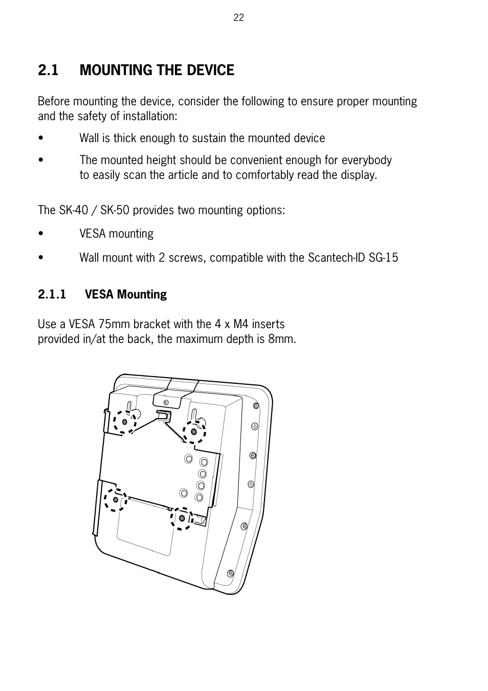 1 mounting the device | SCANTECH ID (Champtek company) Scan Kiosk SK-40 User Manual | Page 26 / 40