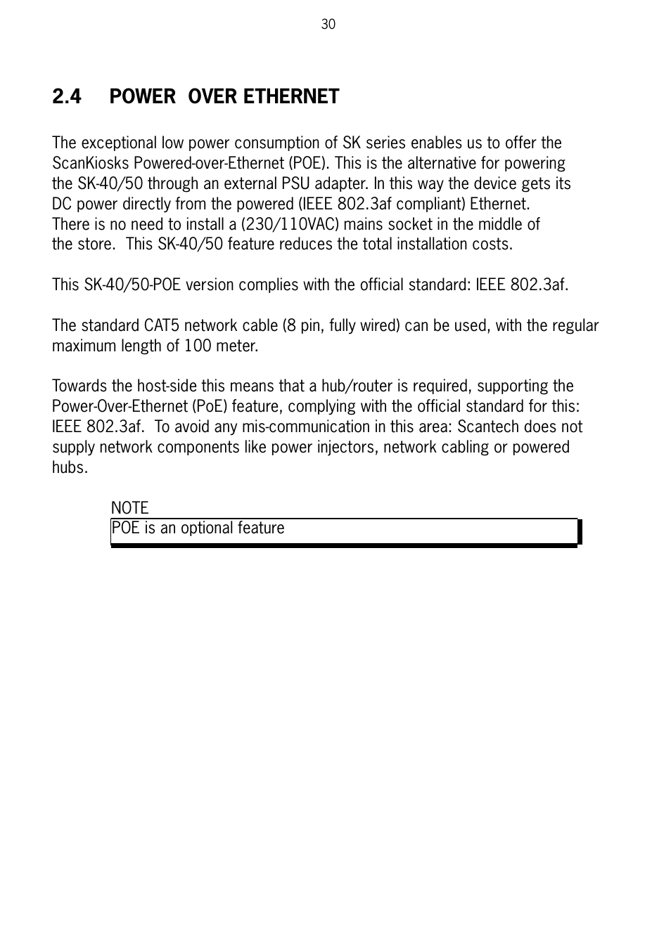 4 power over ethernet | SCANTECH ID (Champtek company) Scan Kiosk SK-40 User Manual | Page 34 / 40