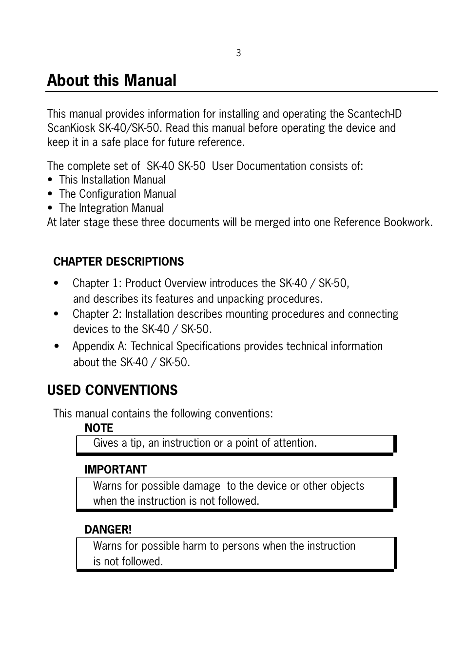 About this manual, Used conventions | SCANTECH ID (Champtek company) Scan Kiosk SK-40 User Manual | Page 7 / 40