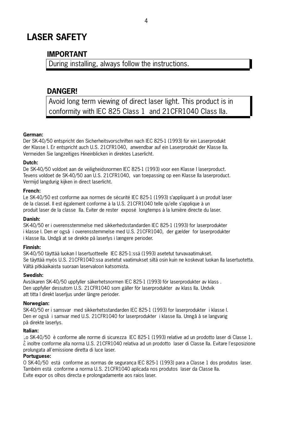 Laser safety | SCANTECH ID (Champtek company) Scan Kiosk SK-40 User Manual | Page 8 / 40