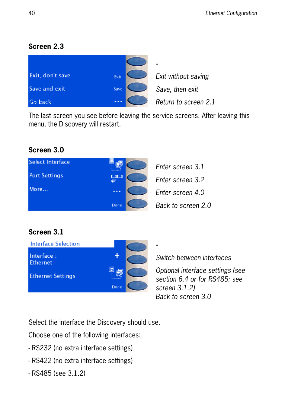 Screen 2.3, Screen 3.0, Screen 3.1 | SCANTECH ID (Champtek company) Discovery SG-20 User Manual | Page 48 / 132