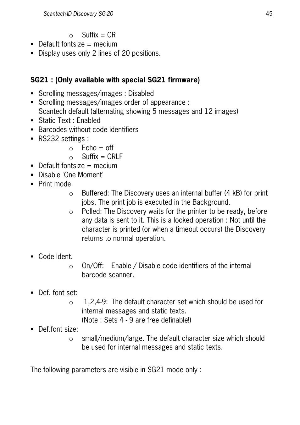 Sg21 : (only available with special sg21 firmware) | SCANTECH ID (Champtek company) Discovery SG-20 User Manual | Page 53 / 132