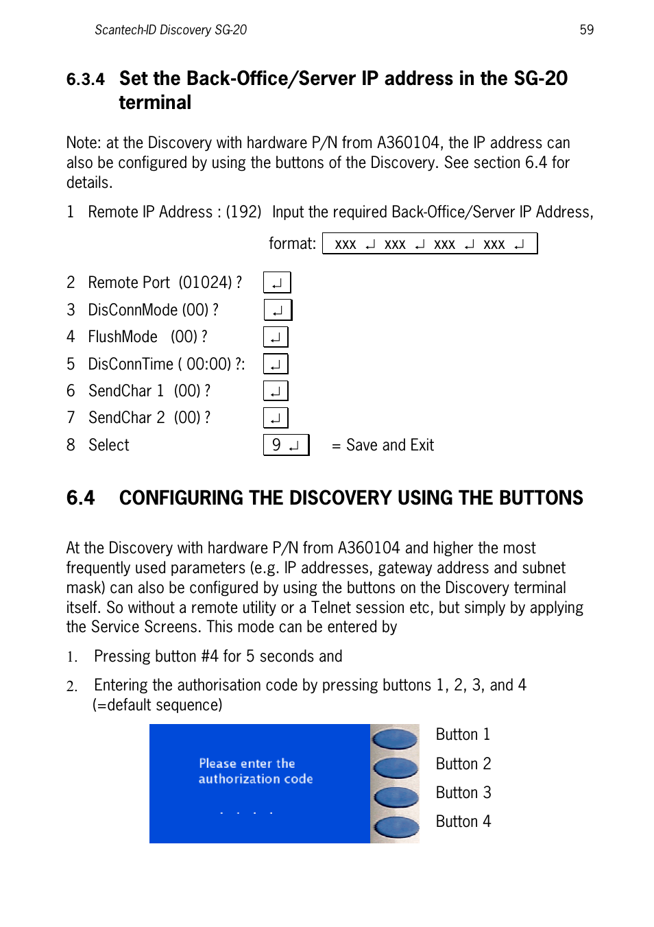 4 configuring the discovery using the buttons, Configuring the discovery using the buttons | SCANTECH ID (Champtek company) Discovery SG-20 User Manual | Page 67 / 132