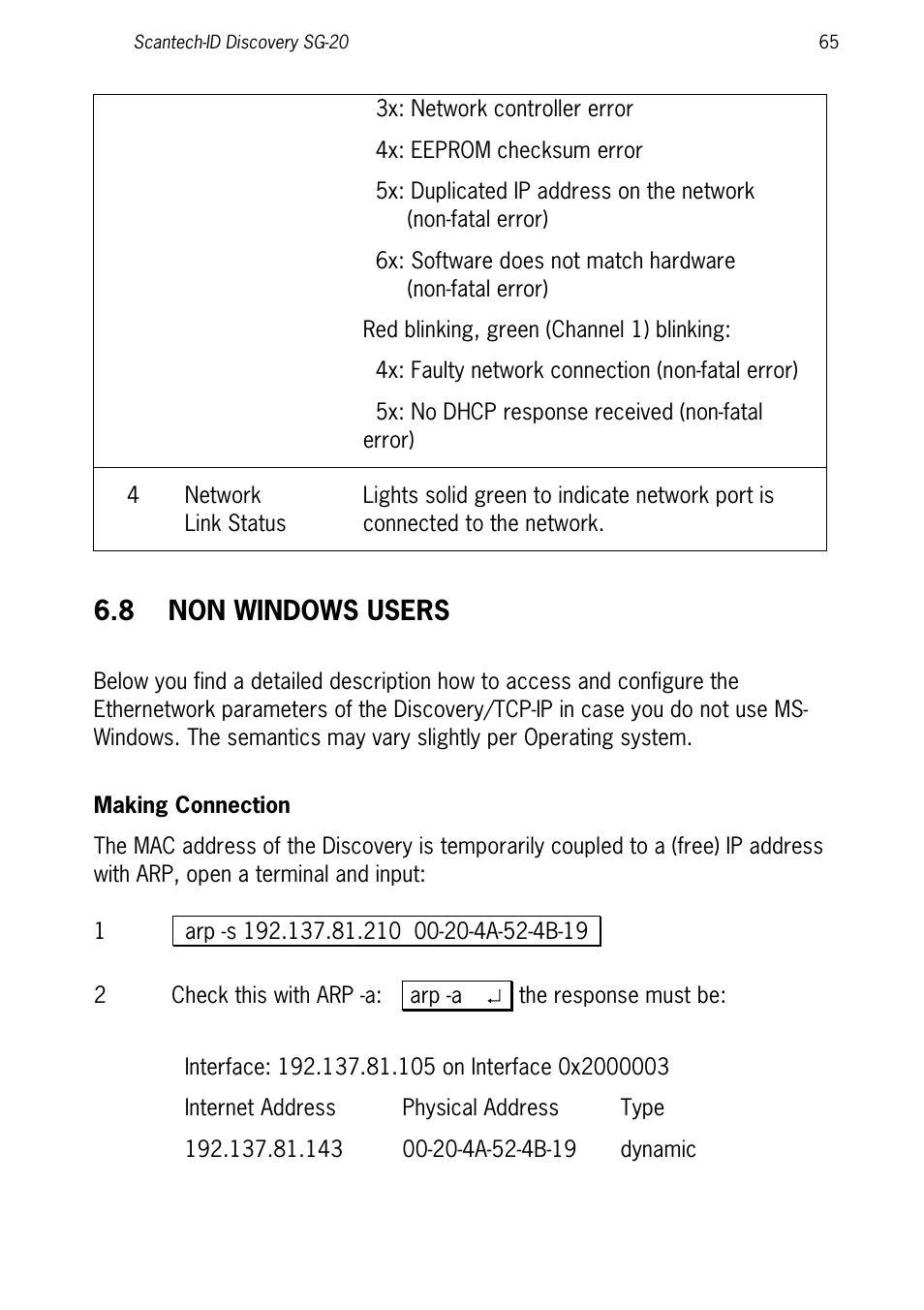 8 non windows users, Making connection, Non windows users | SCANTECH ID (Champtek company) Discovery SG-20 User Manual | Page 73 / 132