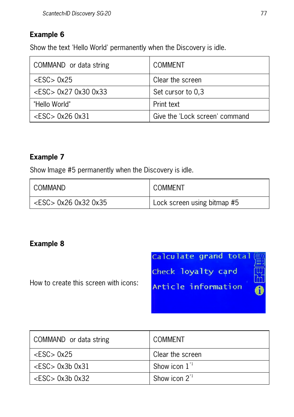 Example 6, Example 7, Example 8 | SCANTECH ID (Champtek company) Discovery SG-20 User Manual | Page 85 / 132