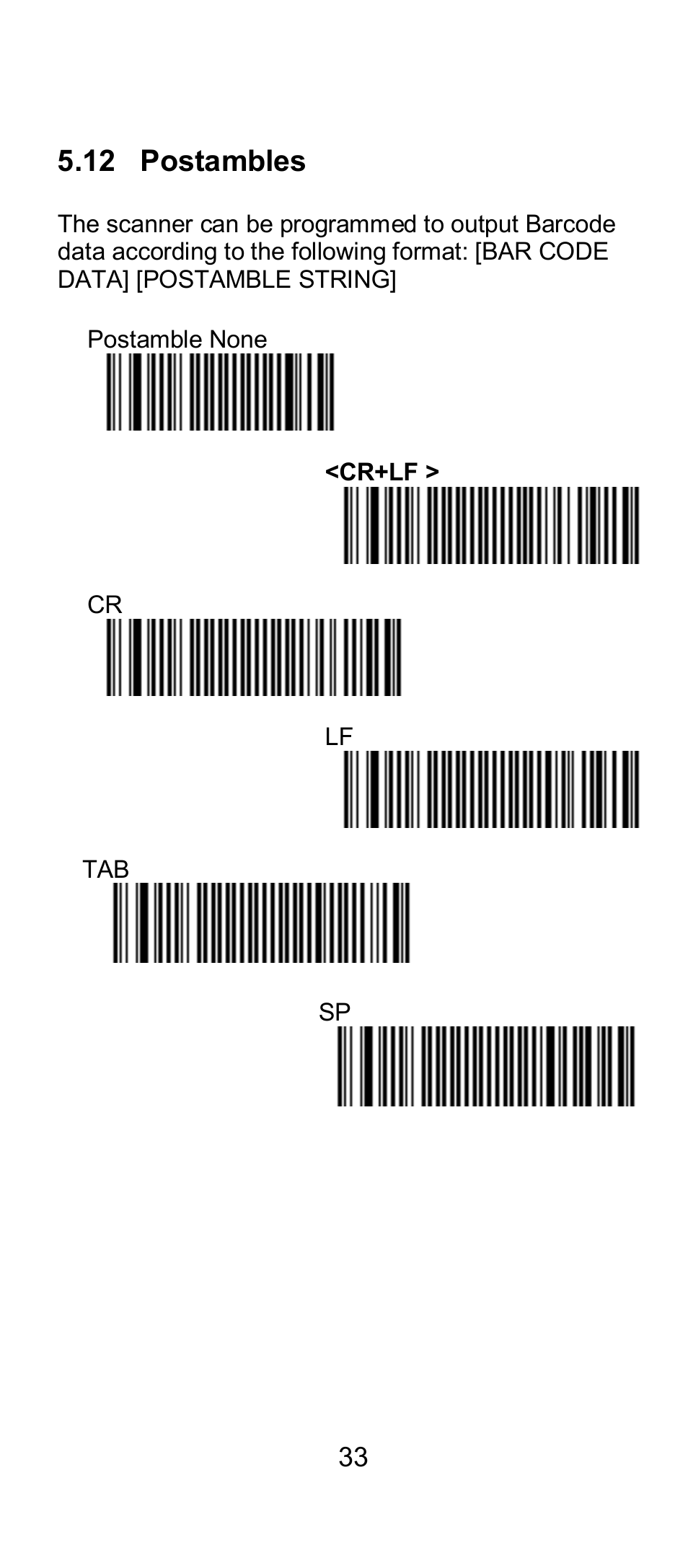 12 postambles | SCANTECH ID (Champtek company) IG300BT User Manual | Page 33 / 39