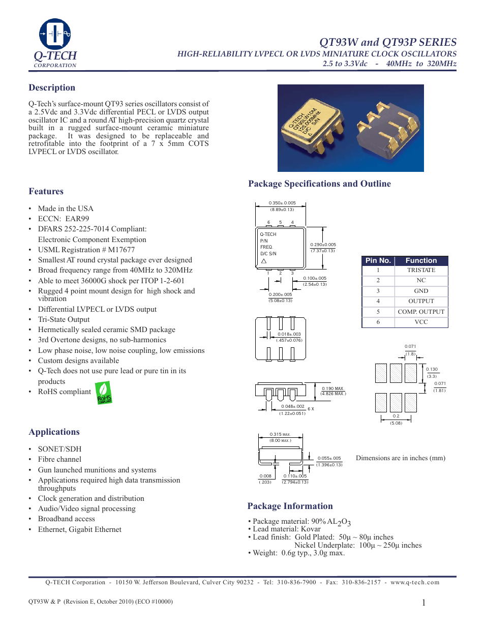 Q-Tech QT93 User Manual | 5 pages