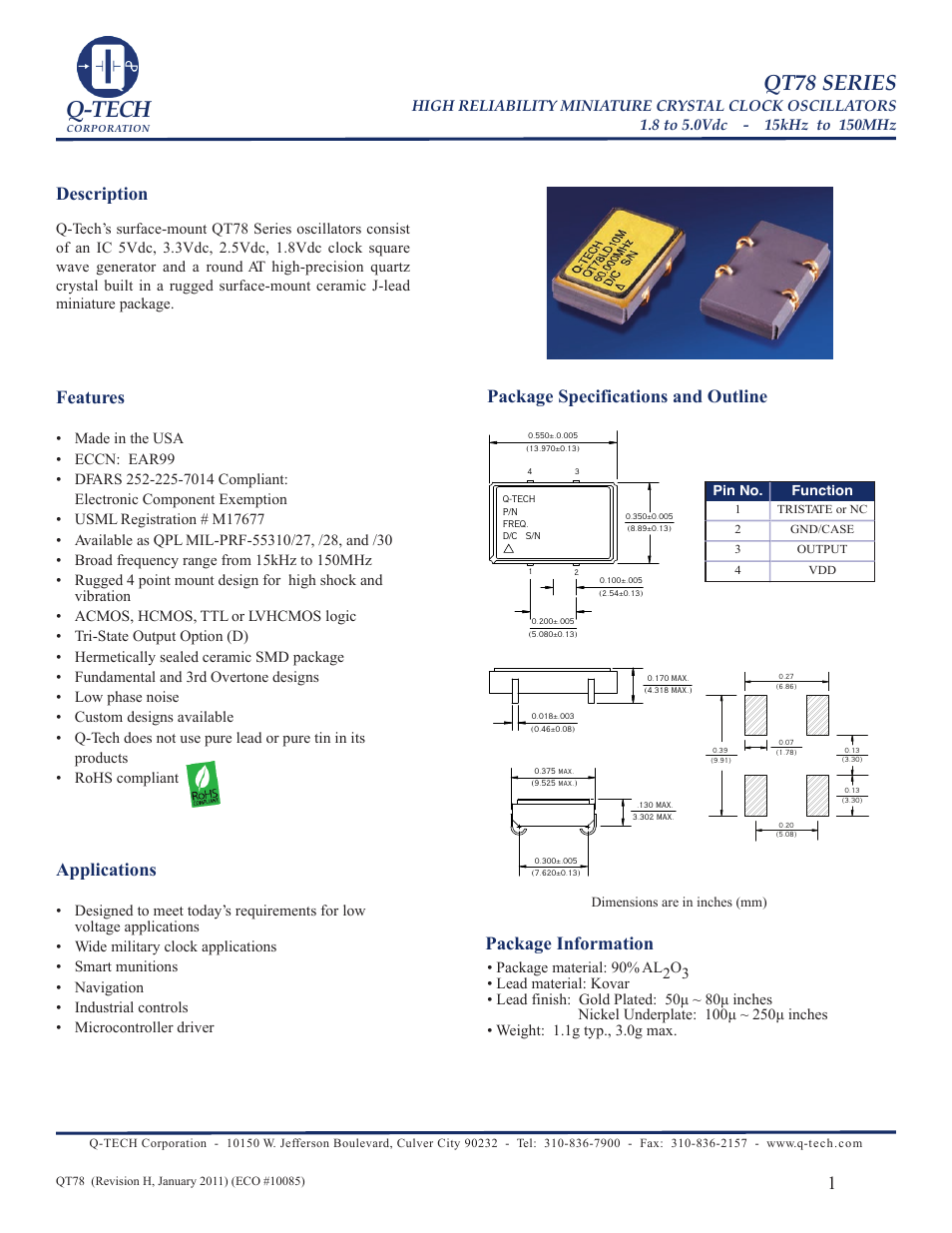 Q-Tech QT78 User Manual | 6 pages